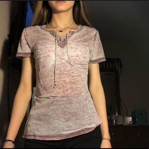 Criss cross front tee shirt